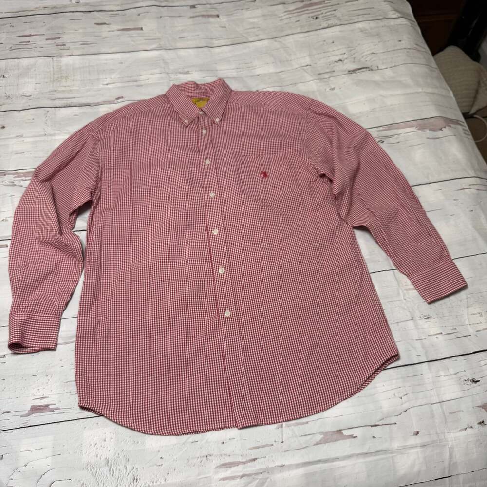 Duck Head Walton Gingham Performance Poplin‎ Sport Shirt in Red Ochre